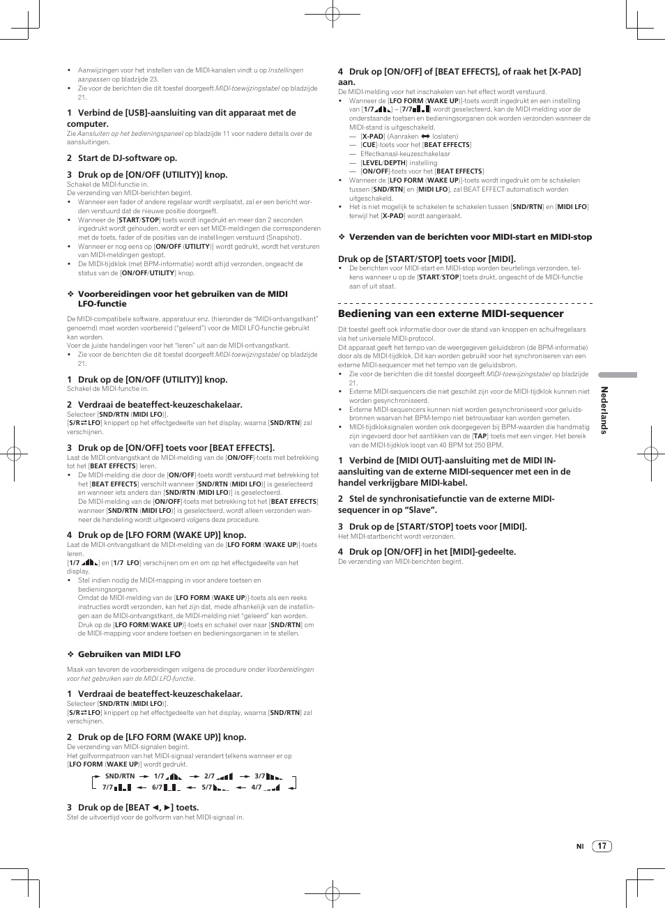 Bediening van een externe midi-sequencer | Pioneer DJM-900SRT User Manual | Page 129 / 200