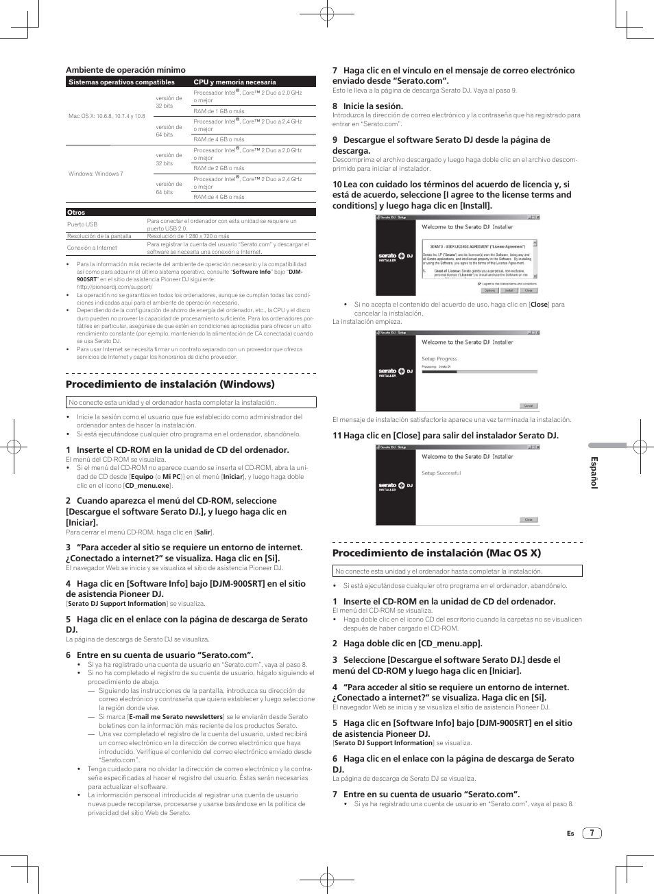 Procedimiento de instalación (windows), Procedimiento de instalación (mac os x) | Pioneer DJM-900SRT User Manual | Page 147 / 200