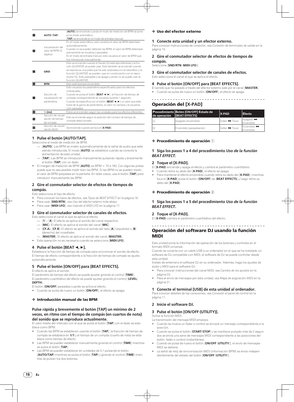 Operación del [ x-pad, Operación del software dj usando la función midi | Pioneer DJM-900SRT User Manual | Page 156 / 200