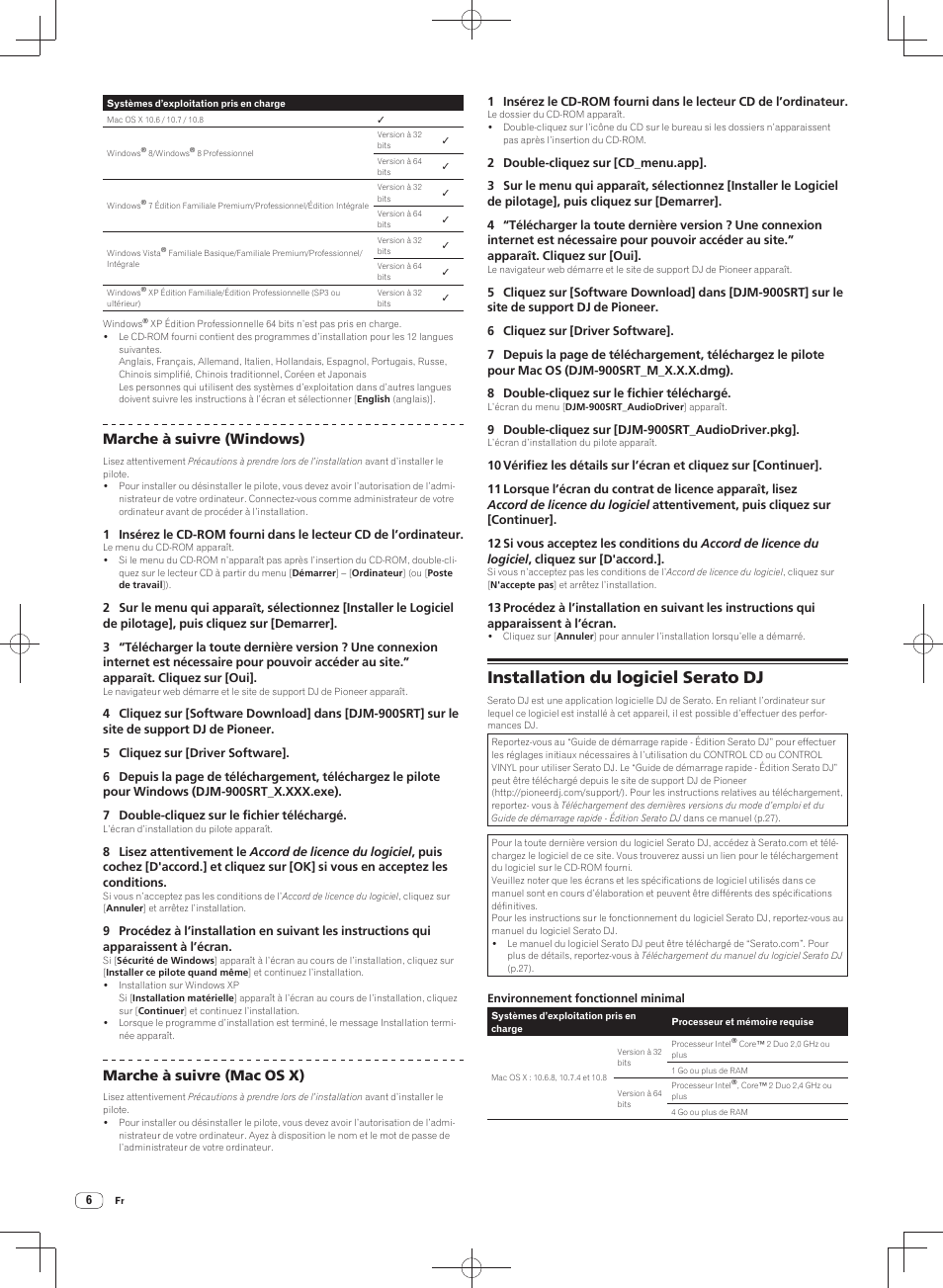 Installation du logiciel serato dj, Marche à suivre (windows), Marche à suivre (mac os x) | Pioneer DJM-900SRT User Manual | Page 34 / 200