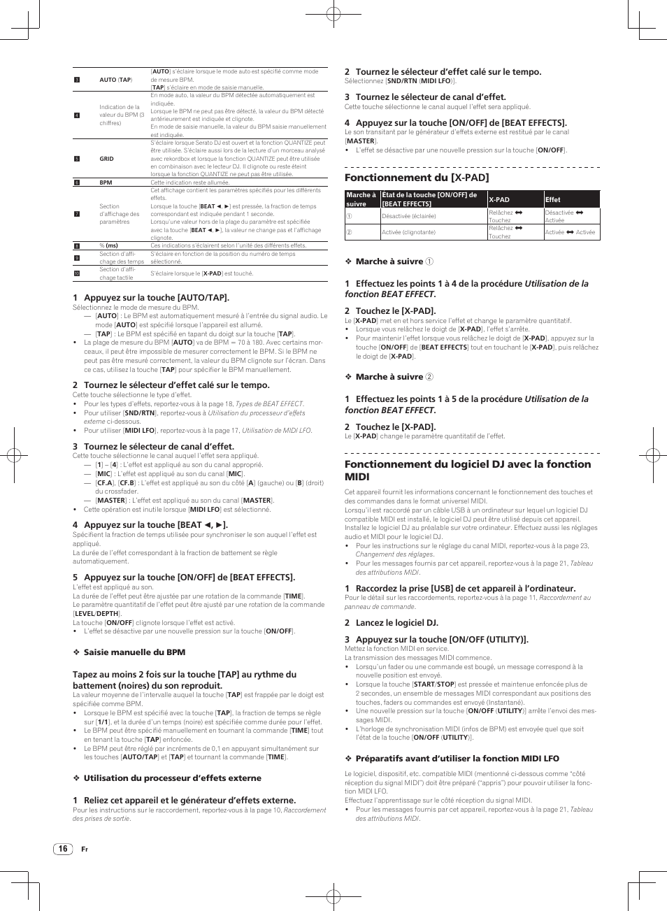 Fonctionnement du [ x-pad | Pioneer DJM-900SRT User Manual | Page 44 / 200