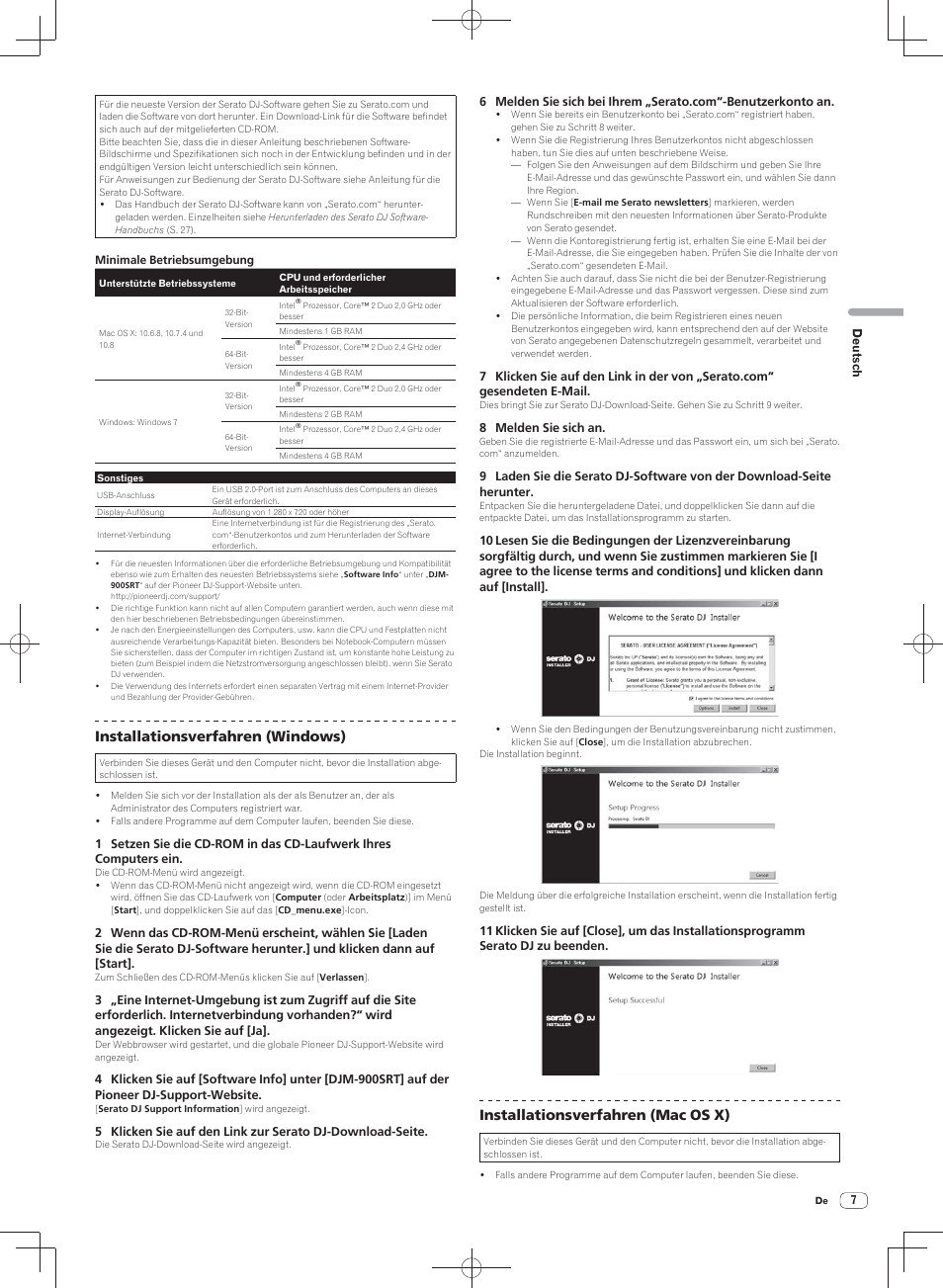 Installationsverfahren (windows), Installationsverfahren (mac os x) | Pioneer DJM-900SRT User Manual | Page 63 / 200