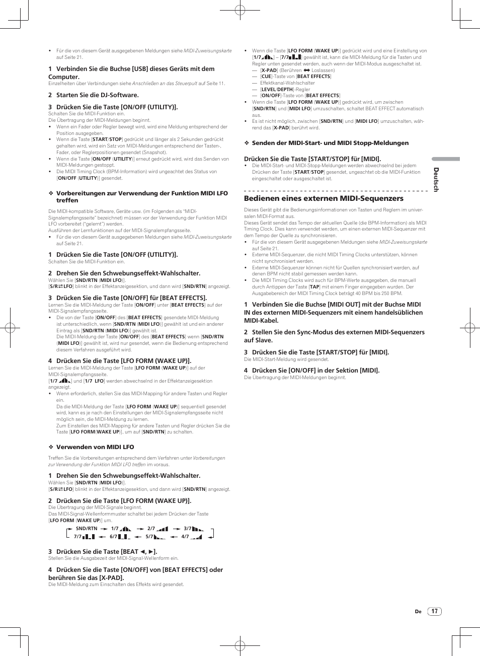 Bedienen eines externen midi-sequenzers | Pioneer DJM-900SRT User Manual | Page 73 / 200