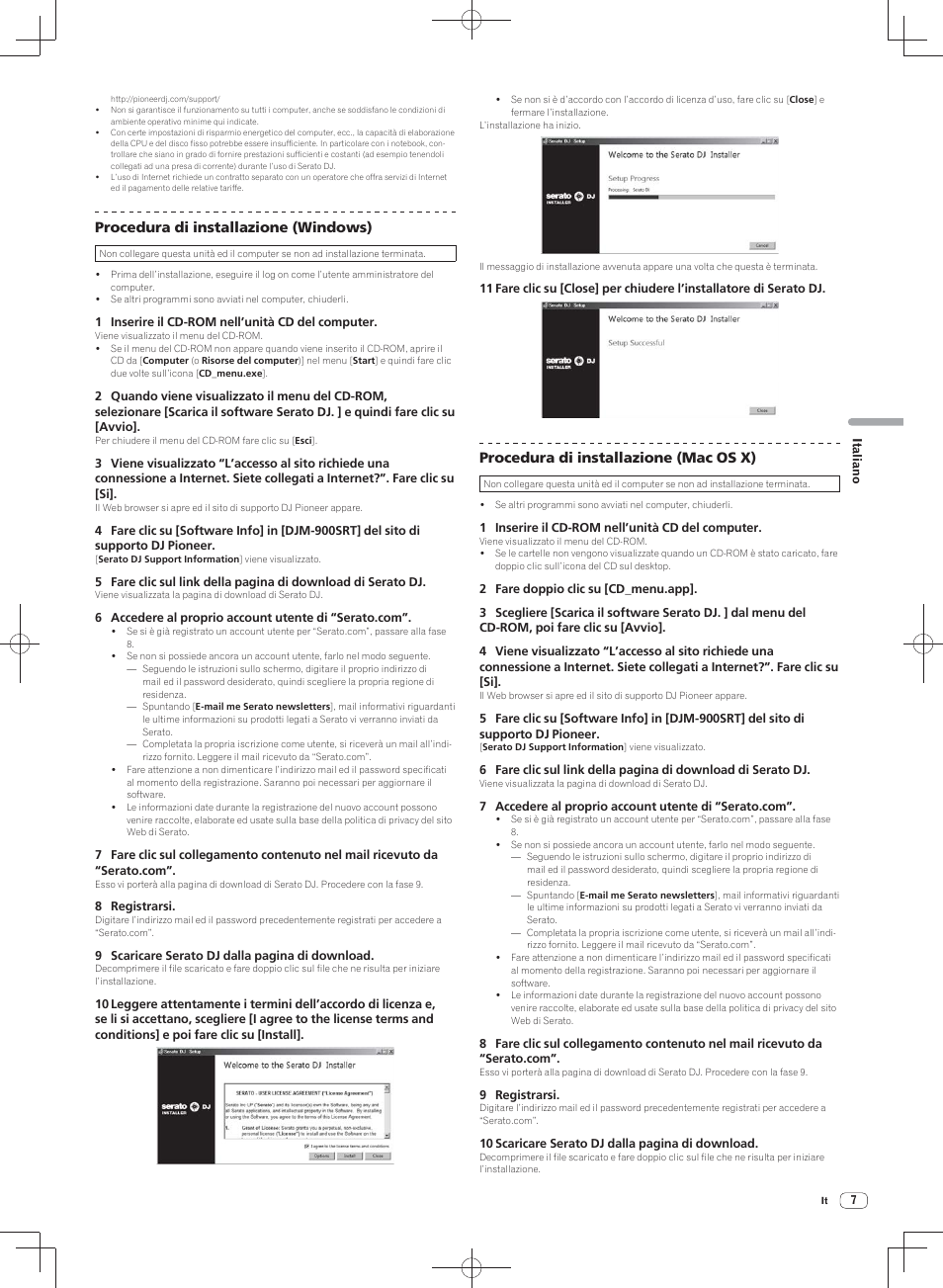 Procedura di installazione (windows), Procedura di installazione (mac os x) | Pioneer DJM-900SRT User Manual | Page 91 / 200