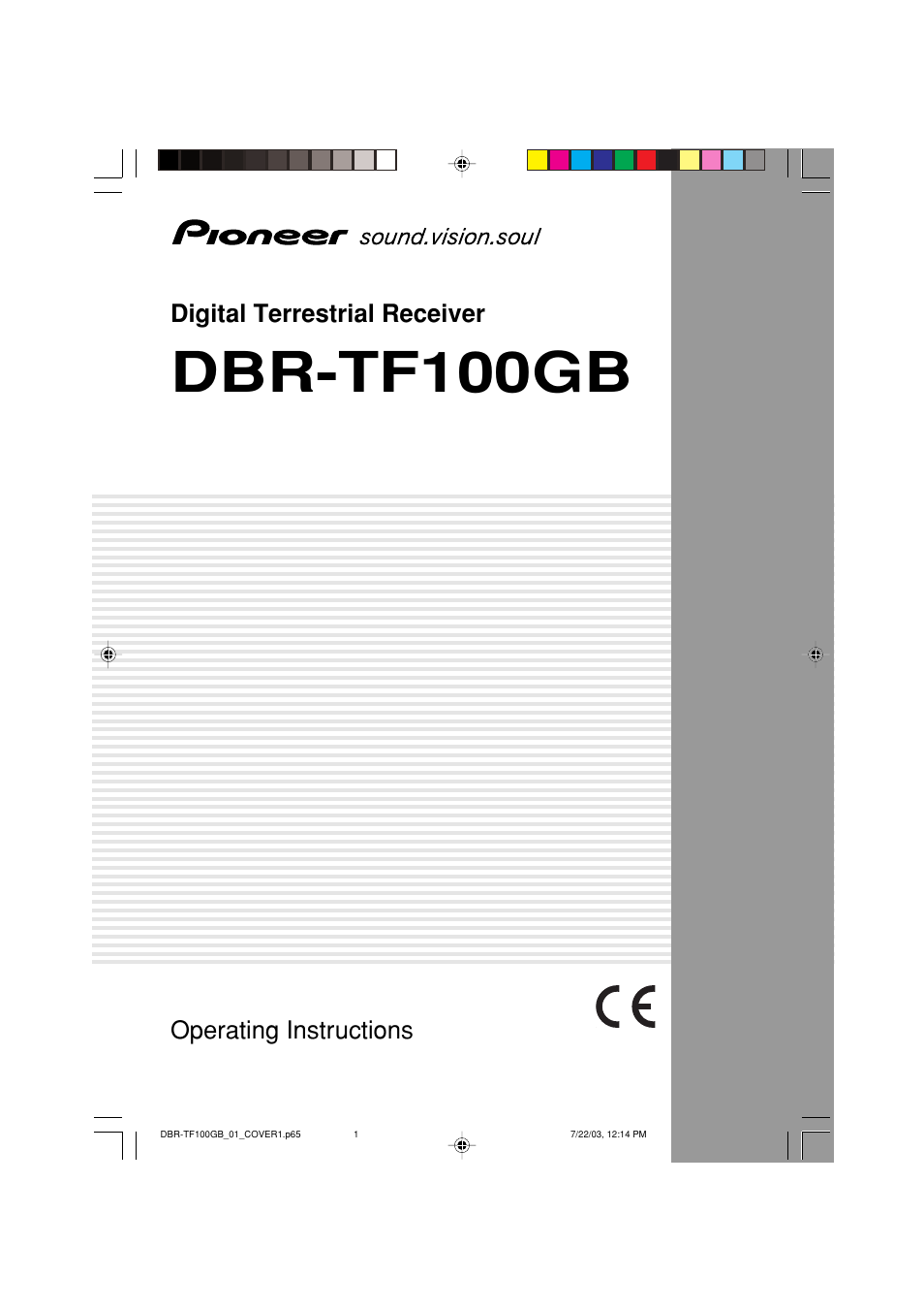 Pioneer DBR-TF100GB User Manual | 40 pages