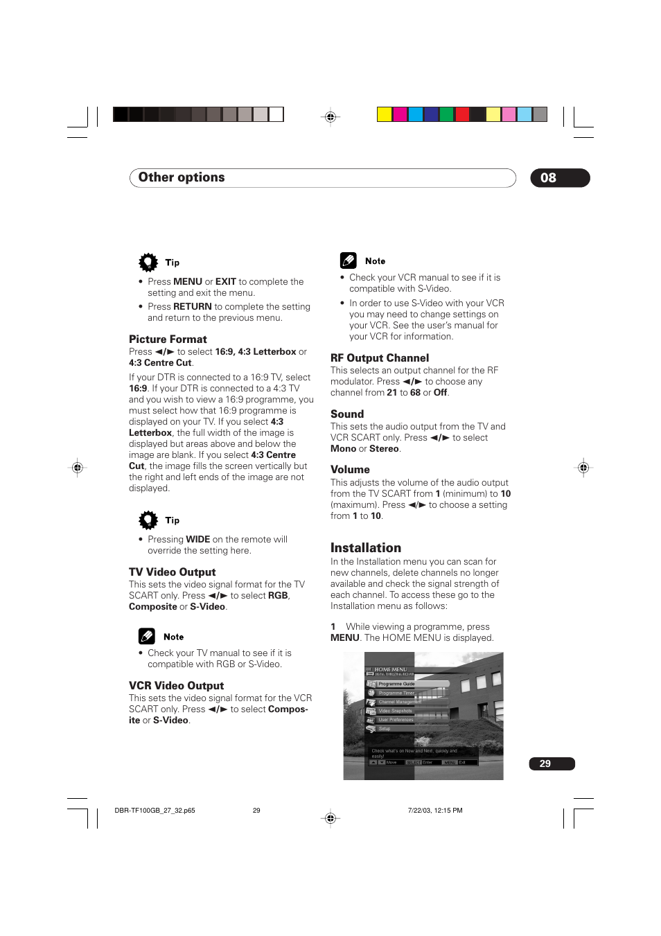 Installation, Other options 08 | Pioneer DBR-TF100GB User Manual | Page 29 / 40