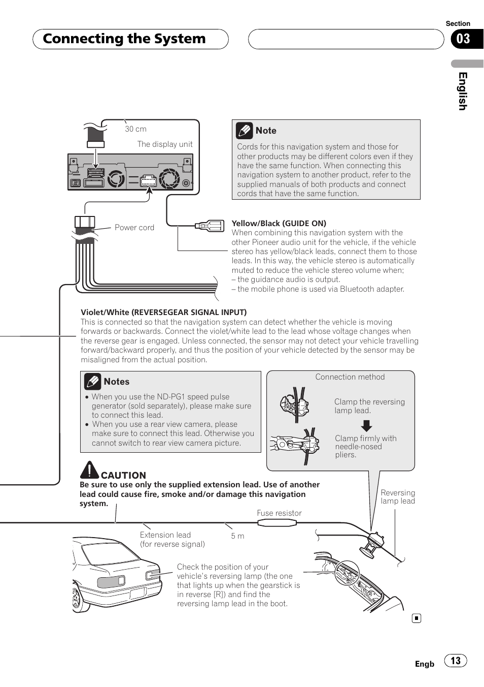 Connecting the system, English | Pioneer AVIC-X3 User Manual | Page 13 / 182