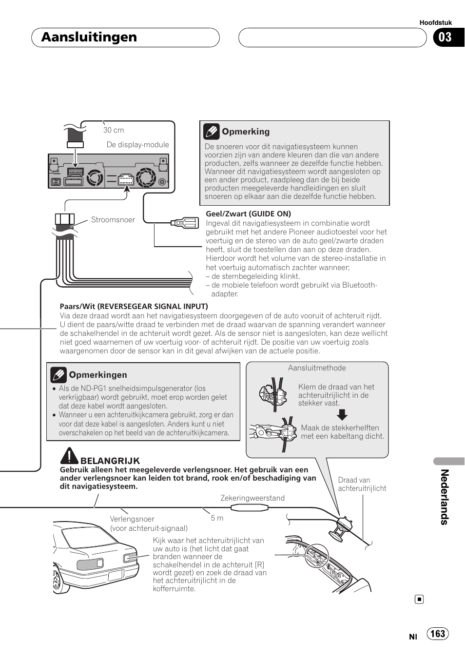Aansluitingen, Nederlands | Pioneer AVIC-X3 User Manual | Page 163 / 182