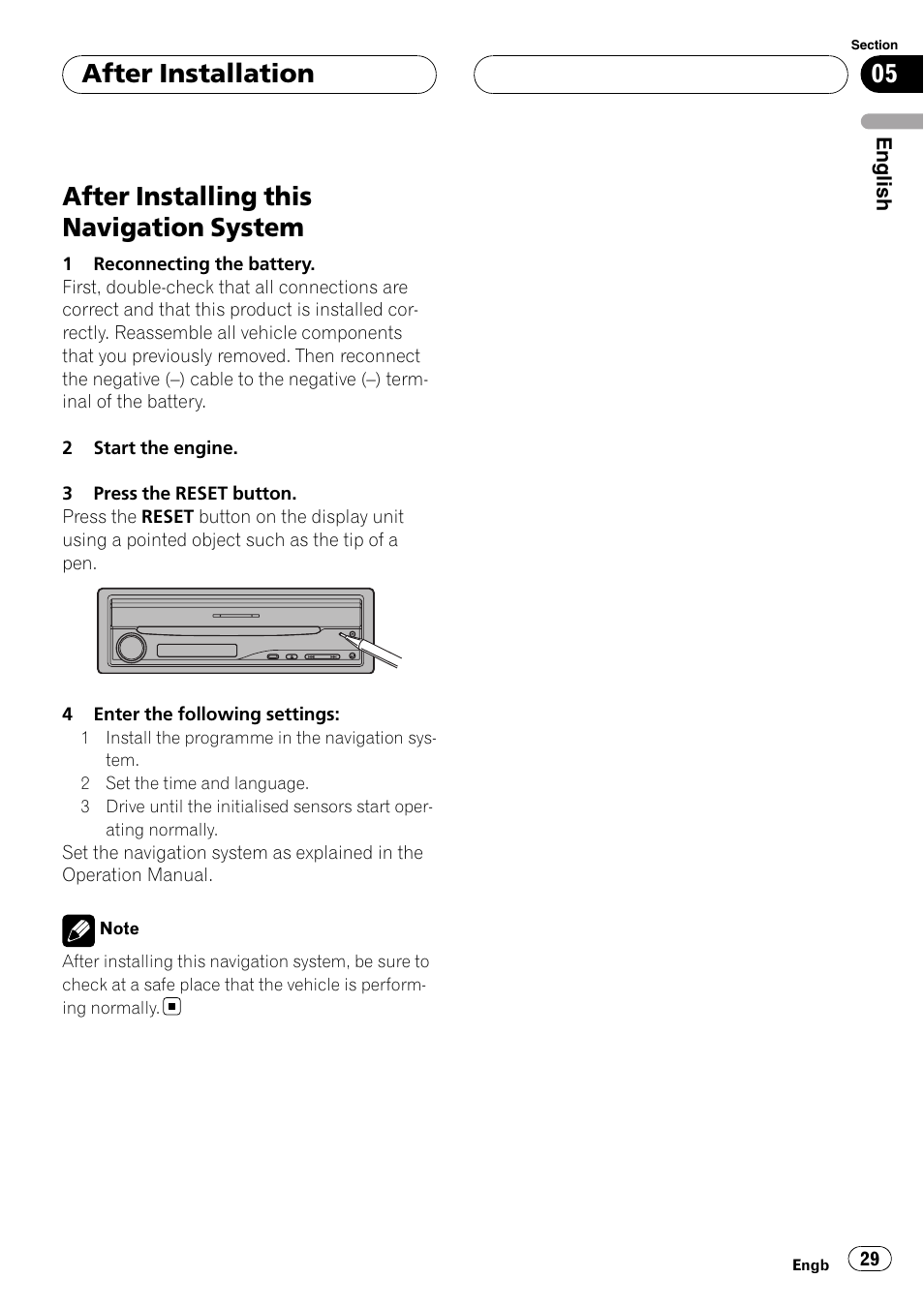 After installing this navigation system, After installation | Pioneer AVIC-X3 User Manual | Page 29 / 182
