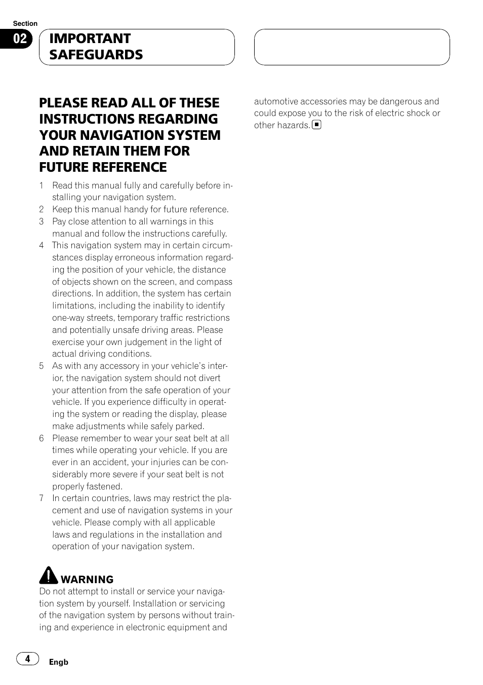 Important safeguards please read all of these, Important safeguards | Pioneer AVIC-X3 User Manual | Page 4 / 182