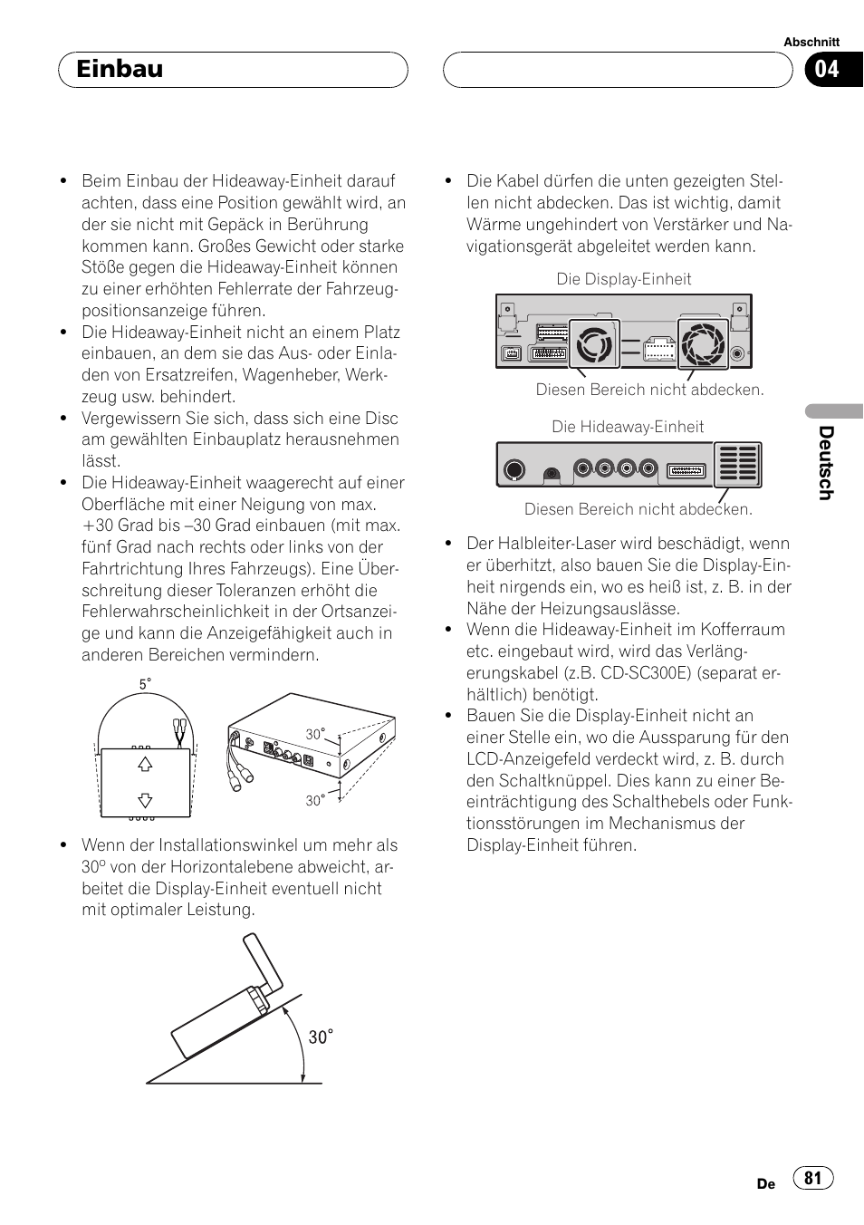 Einbau | Pioneer AVIC-X3 User Manual | Page 81 / 182