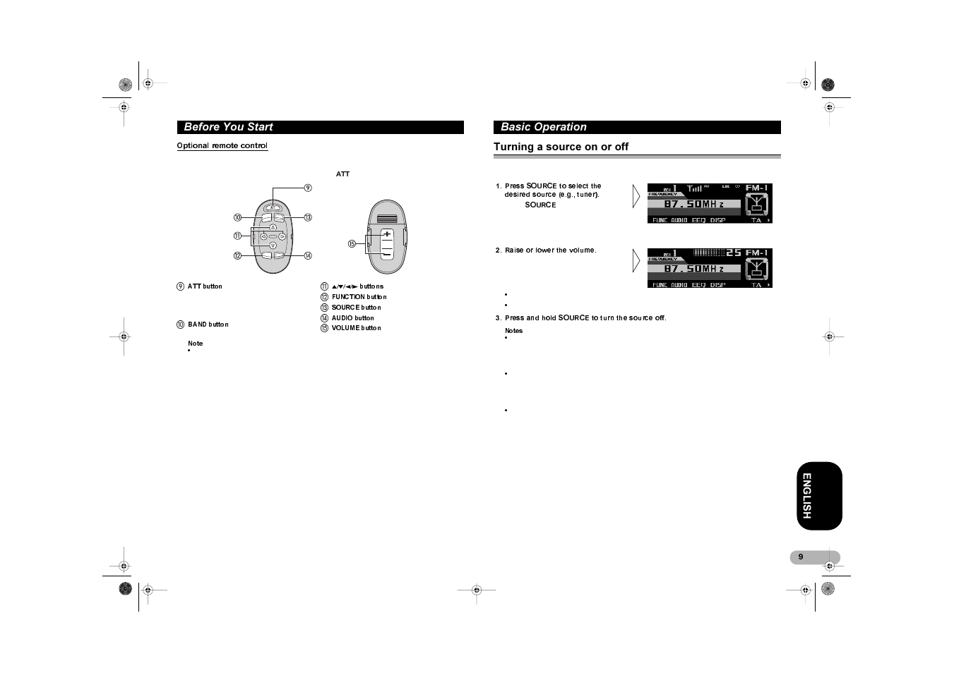 Hiruh <rx 6wduw, Dvlf 2shudwlrq | Pioneer ANH-P9R User Manual | Page 9 / 56