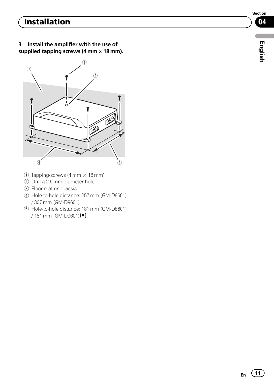 04 installation | Pioneer GM-D8601 User Manual | Page 11 / 92