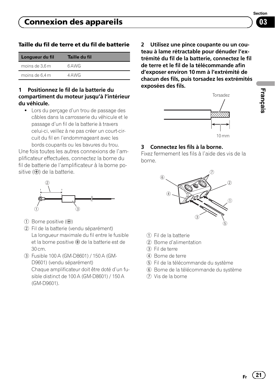 03 connexion des appareils | Pioneer GM-D8601 User Manual | Page 21 / 92