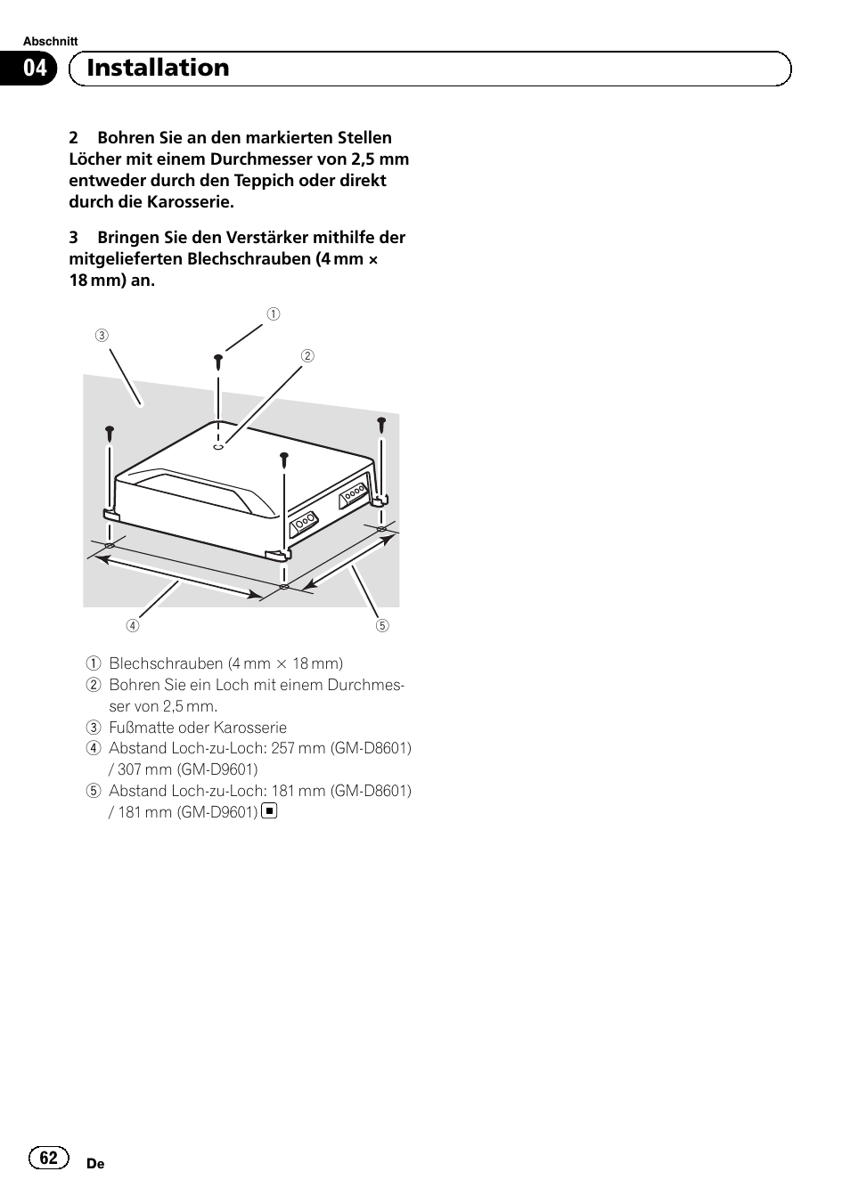 04 installation | Pioneer GM-D8601 User Manual | Page 62 / 92