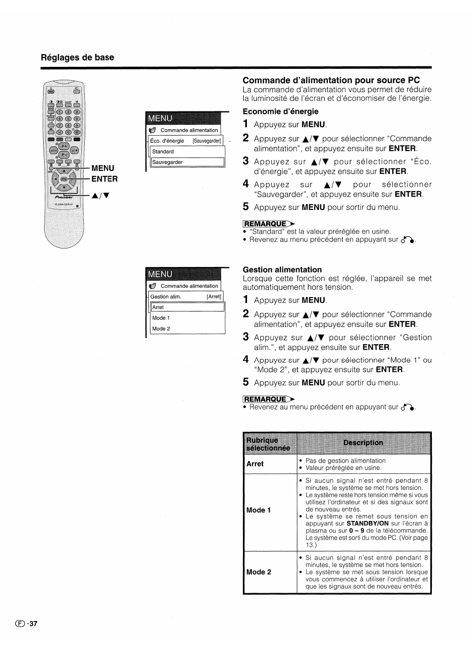 Commande d’alimentation pour source pc | Pioneer PDP-503HDE User Manual | Page 104 / 196