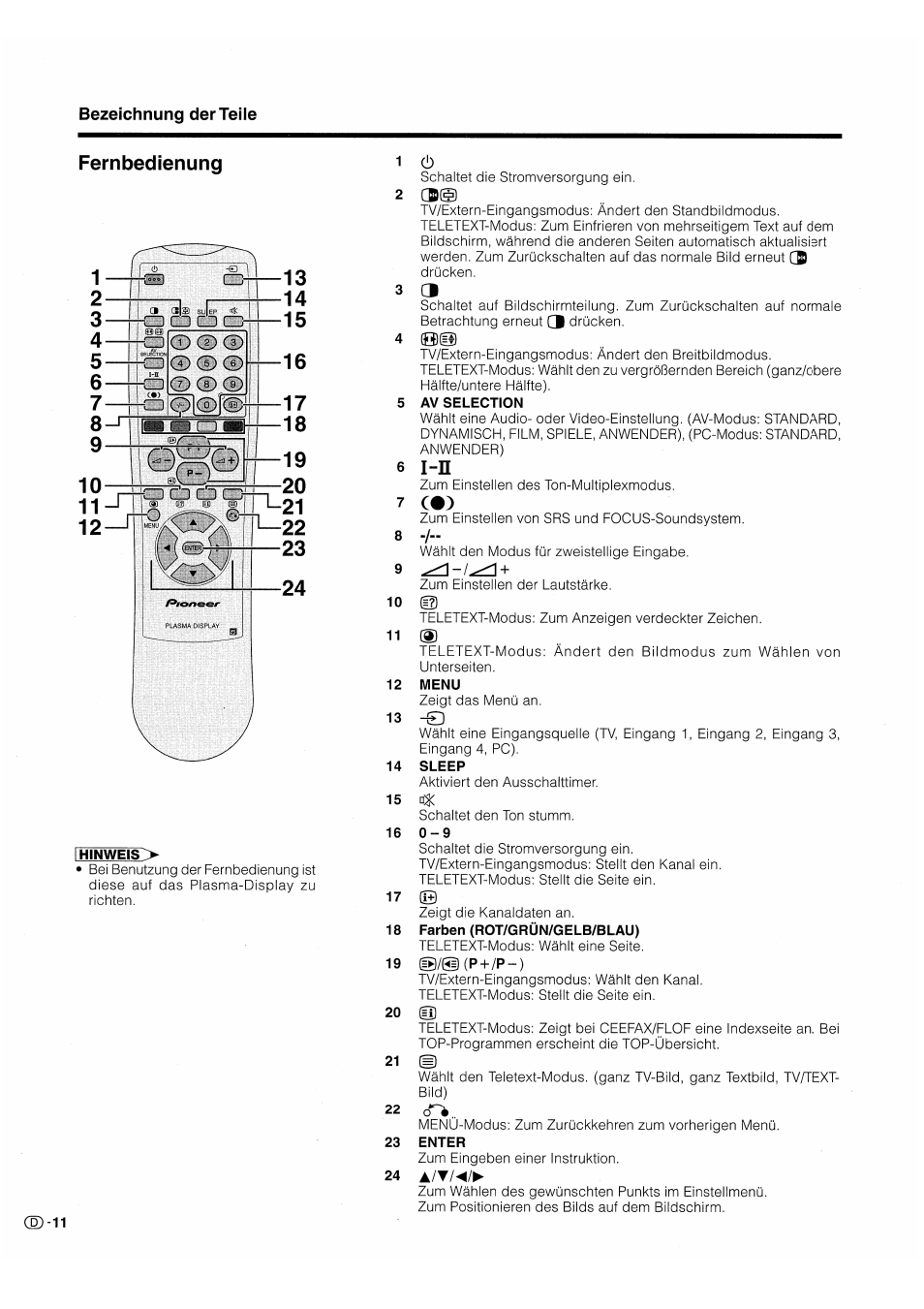 Fernbedienung, Ce)-11 | Pioneer PDP-503HDE User Manual | Page 142 / 196
