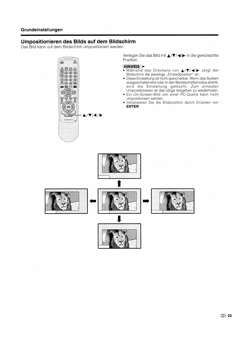 Umpositionieren des biids auf dem biidschirm, Umpositionieren des bilds auf dem bildschirm | Pioneer PDP-503HDE User Manual | Page 153 / 196