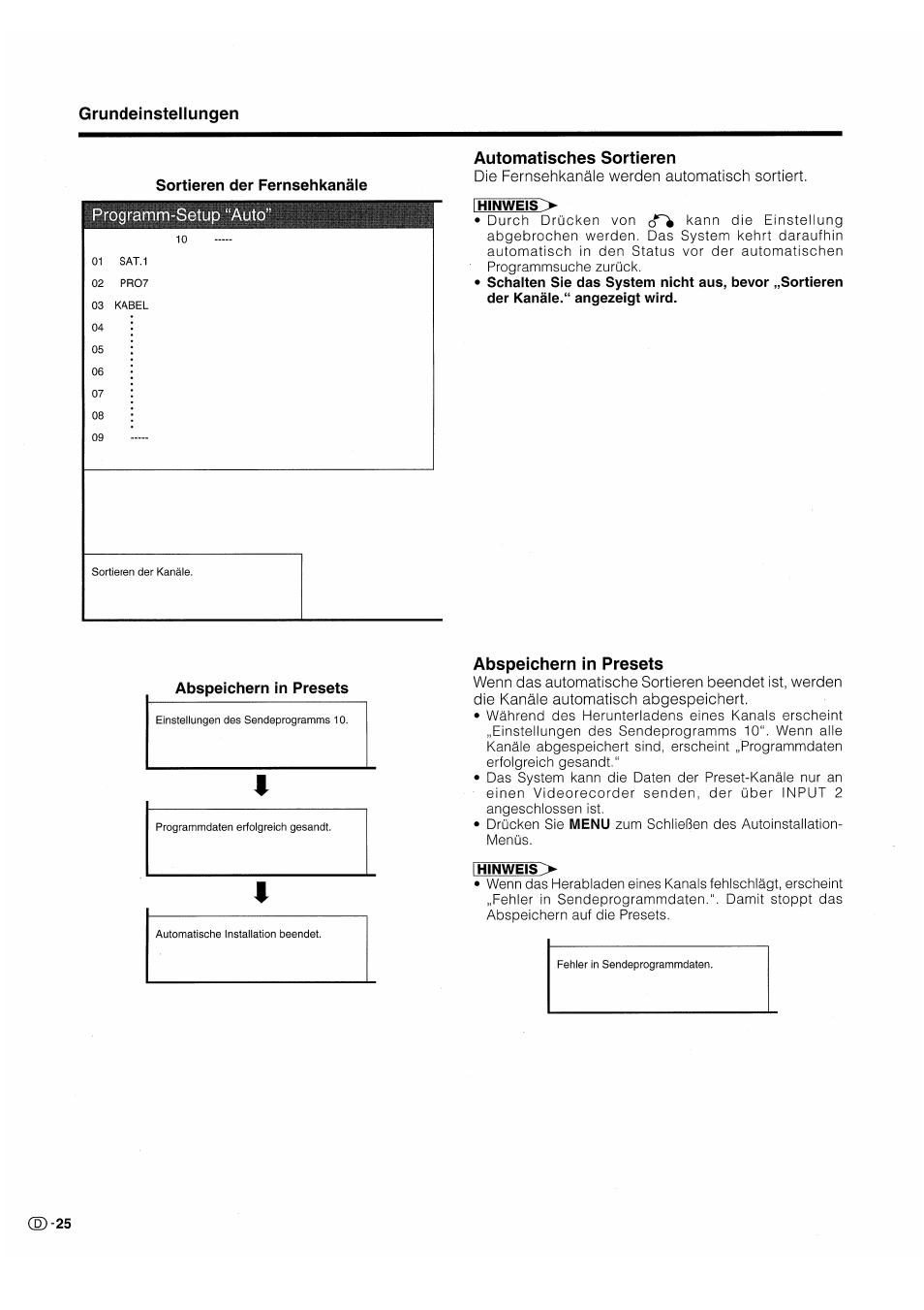 Automatisches sortieren, Abspeichern in presets, Automatisches sortieren abspeichern in presets | Pioneer PDP-503HDE User Manual | Page 156 / 196