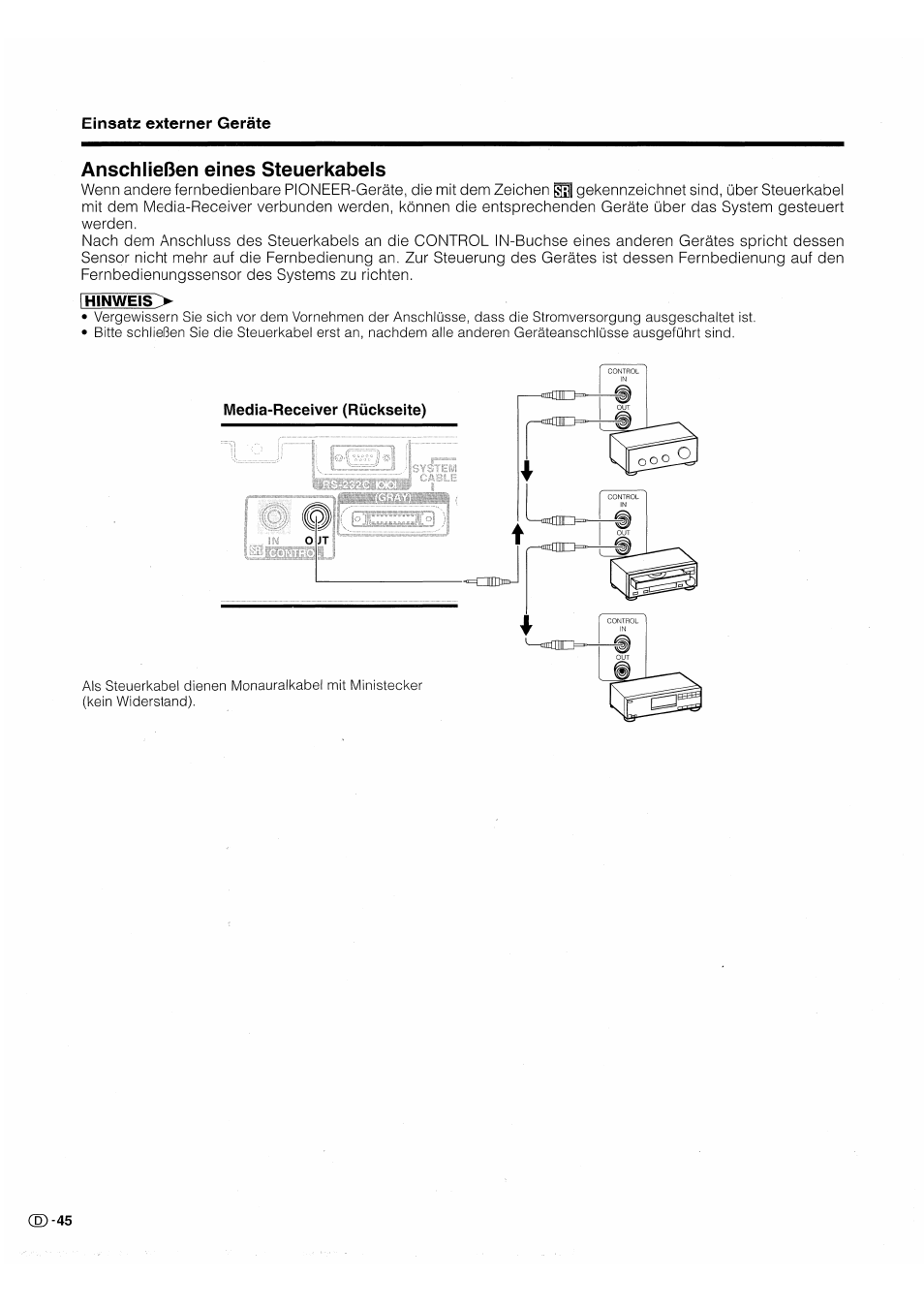 Anschließen eines steuerkabels | Pioneer PDP-503HDE User Manual | Page 176 / 196