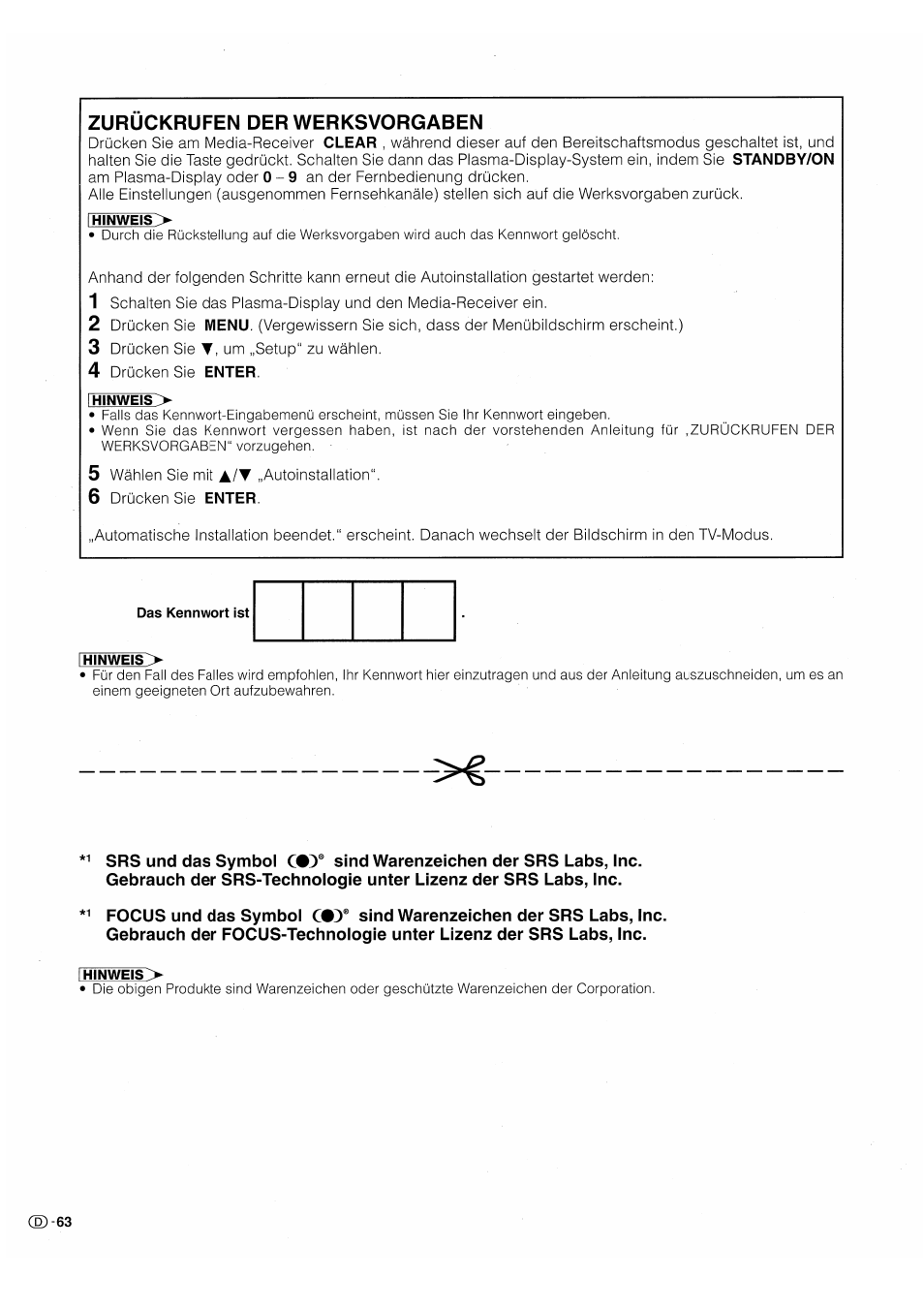 Zurückrufen der werksvorgaben | Pioneer PDP-503HDE User Manual | Page 194 / 196