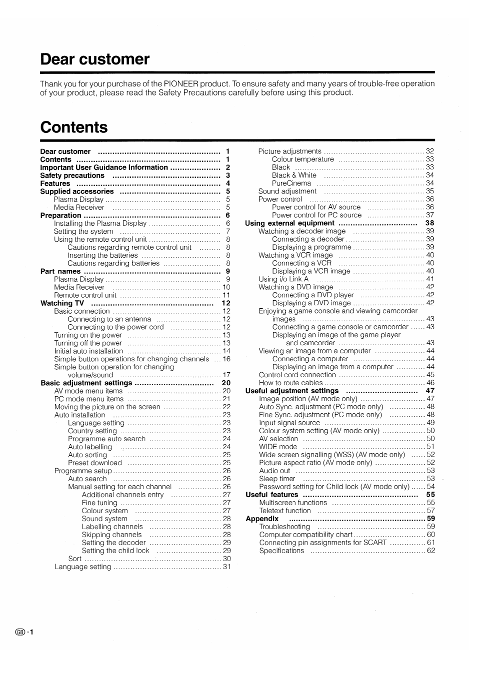Pioneer PDP-503HDE User Manual | Page 4 / 196