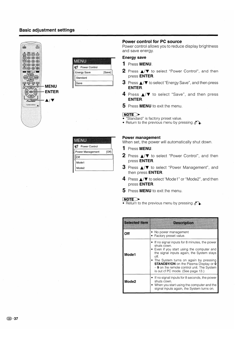 Power controi for pc source, Power control for pc source | Pioneer PDP-503HDE User Manual | Page 40 / 196