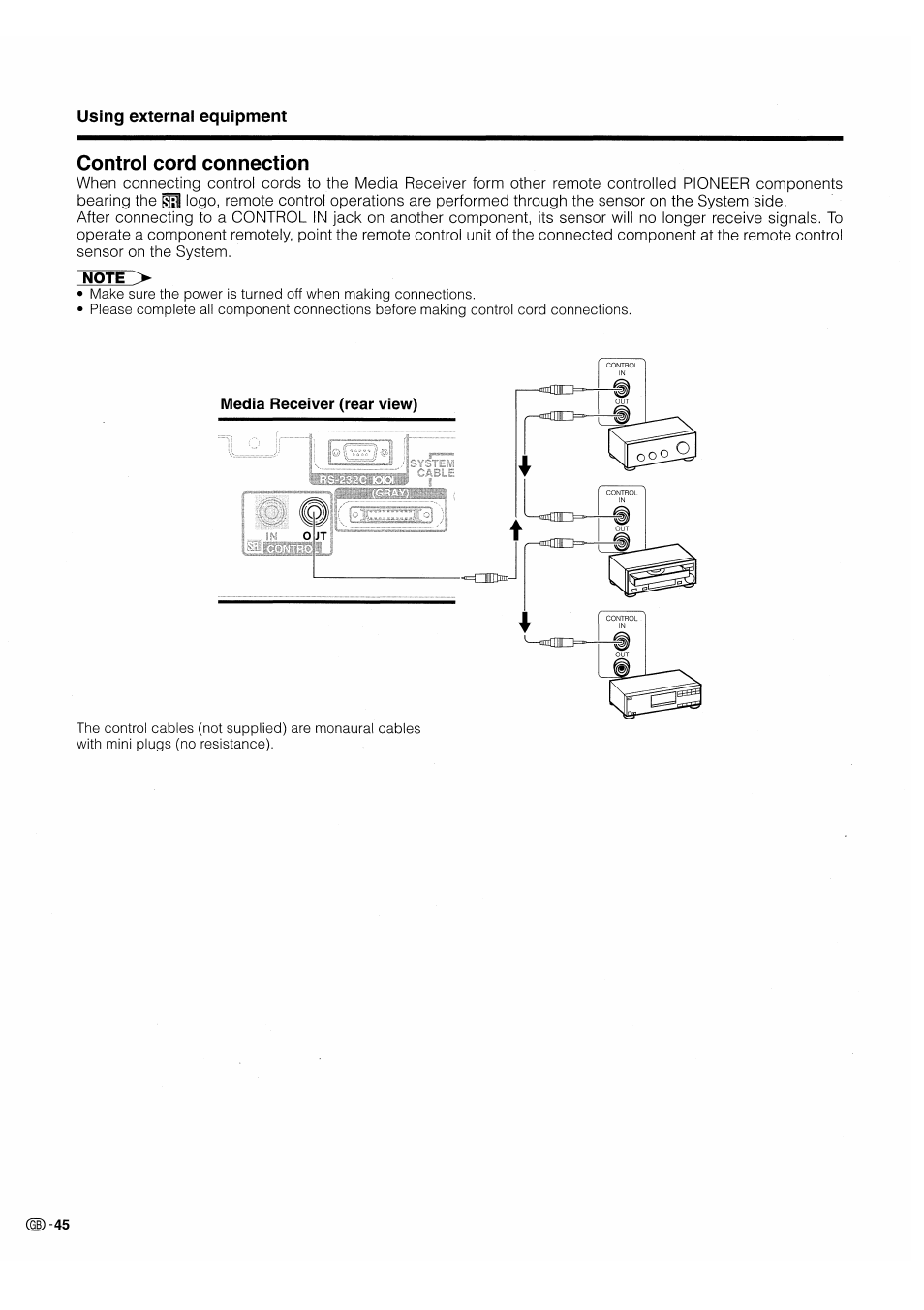 Control cord connection | Pioneer PDP-503HDE User Manual | Page 48 / 196