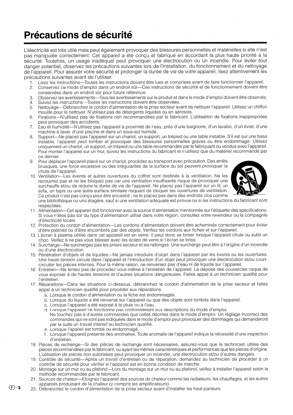 Précautions de sécurité | Pioneer PDP-503HDE User Manual | Page 70 / 196