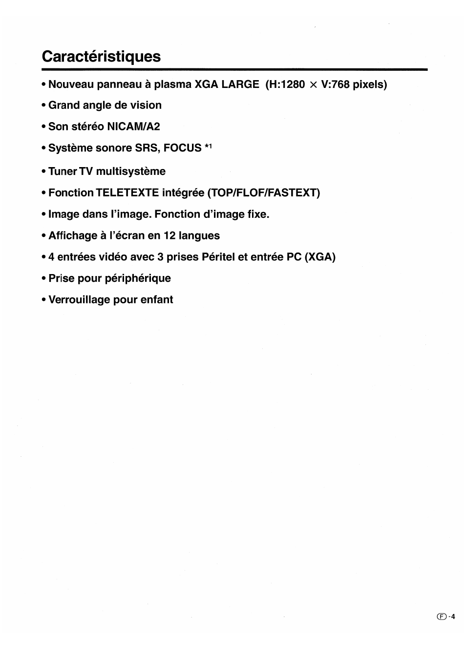 Caractéristiques | Pioneer PDP-503HDE User Manual | Page 71 / 196