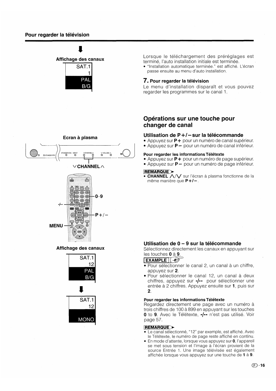 Opérations sur une touche pour changer de canal, Utilisation de p+/-sur la télécommande, Utilisation de 0 - 9 sur la télécommande | Pioneer PDP-503HDE User Manual | Page 83 / 196