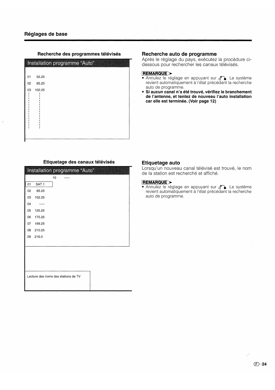 Recherche auto de programme, Etiquetage auto, Reoherche auto de programme etiquetage auto | Installation programme “auto | Pioneer PDP-503HDE User Manual | Page 91 / 196