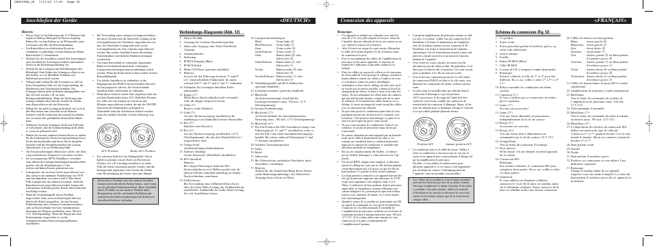 Anschließen der geräte <deutsch, Connexion des appareils <français, Verbindungs-diagramm (abb. 12) | Schéma de connexion (fig. 12) | Pioneer DEH-P4500R User Manual | Page 7 / 8