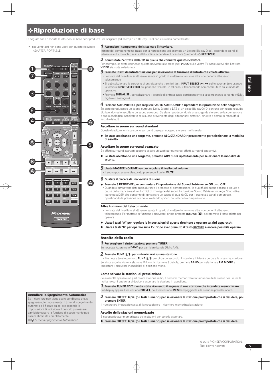 0 riproduzione di base | Pioneer VSX-322-K User Manual | Page 13 / 32