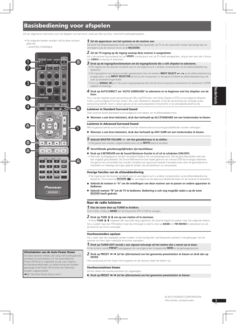 Basisbediening voor afspelen | Pioneer VSX-322-K User Manual | Page 17 / 32