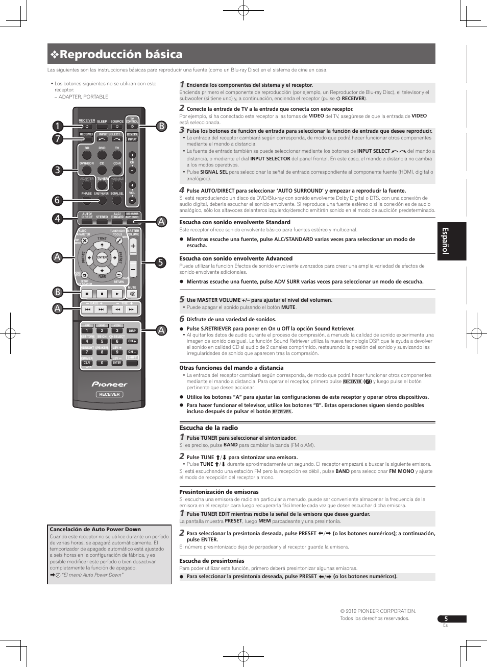 0 reproducción básica | Pioneer VSX-322-K User Manual | Page 21 / 32