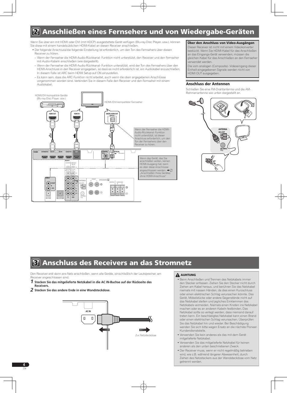 Anschluss der antennen | Pioneer VSX-322-K User Manual | Page 24 / 32