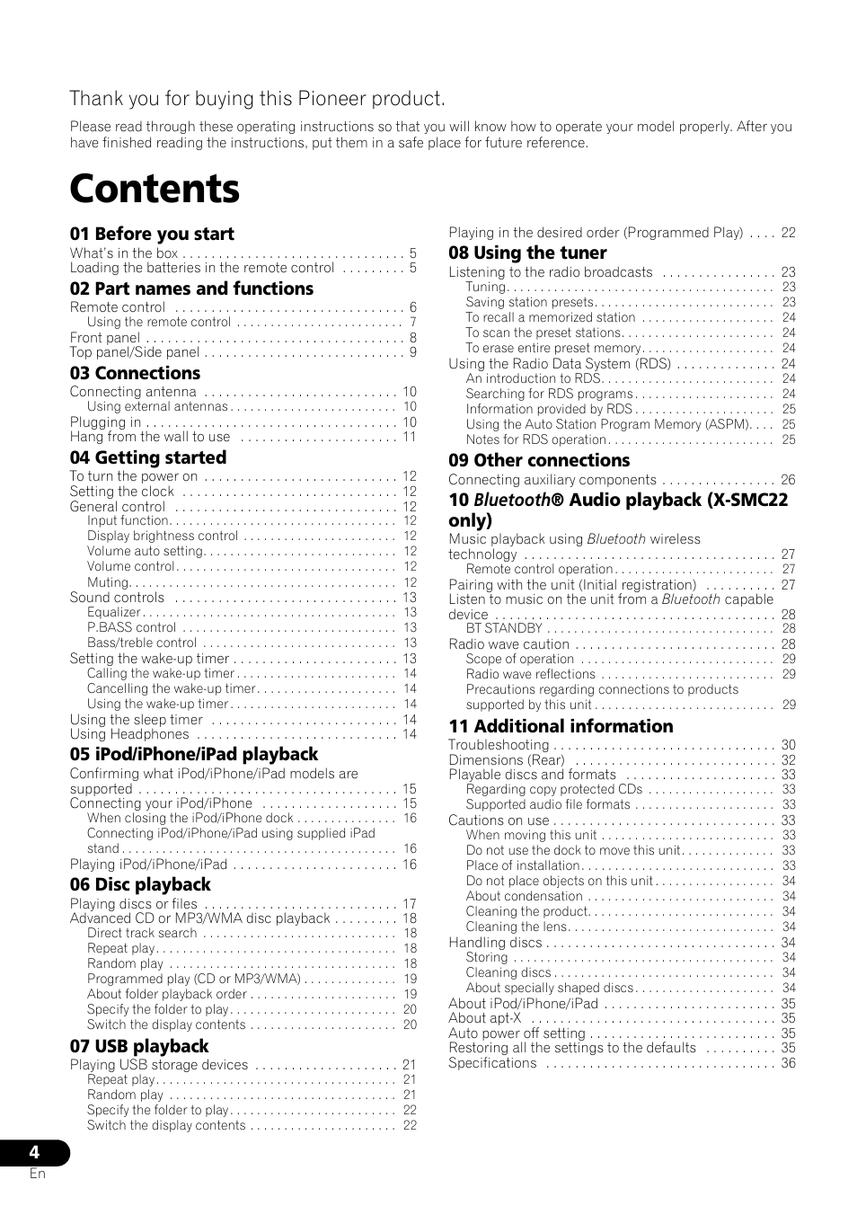 Pioneer X-SMC11-S User Manual | Page 4 / 37