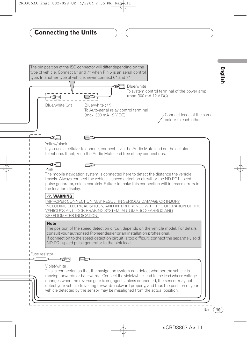 Connecting the units | Pioneer ANH-P10MP User Manual | Page 11 / 170