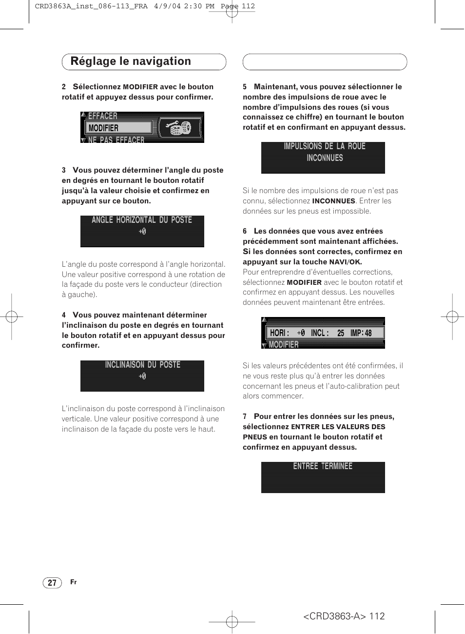 Réglage le navigation | Pioneer ANH-P10MP User Manual | Page 112 / 170