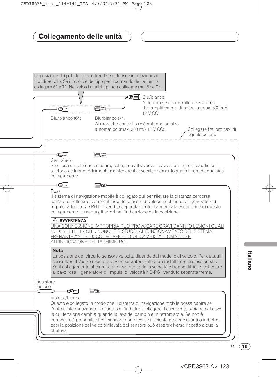 Collegamento delle unità | Pioneer ANH-P10MP User Manual | Page 123 / 170