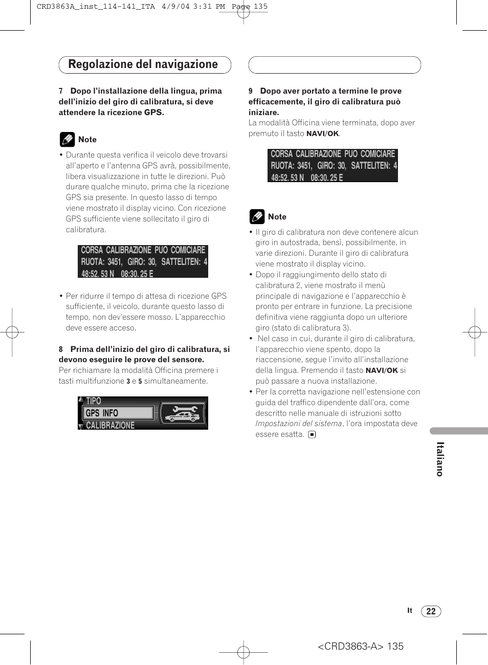 Regolazione del navigazione | Pioneer ANH-P10MP User Manual | Page 135 / 170