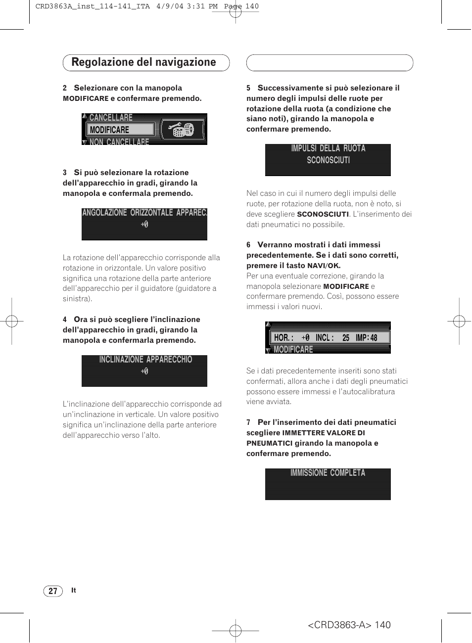Regolazione del navigazione | Pioneer ANH-P10MP User Manual | Page 140 / 170