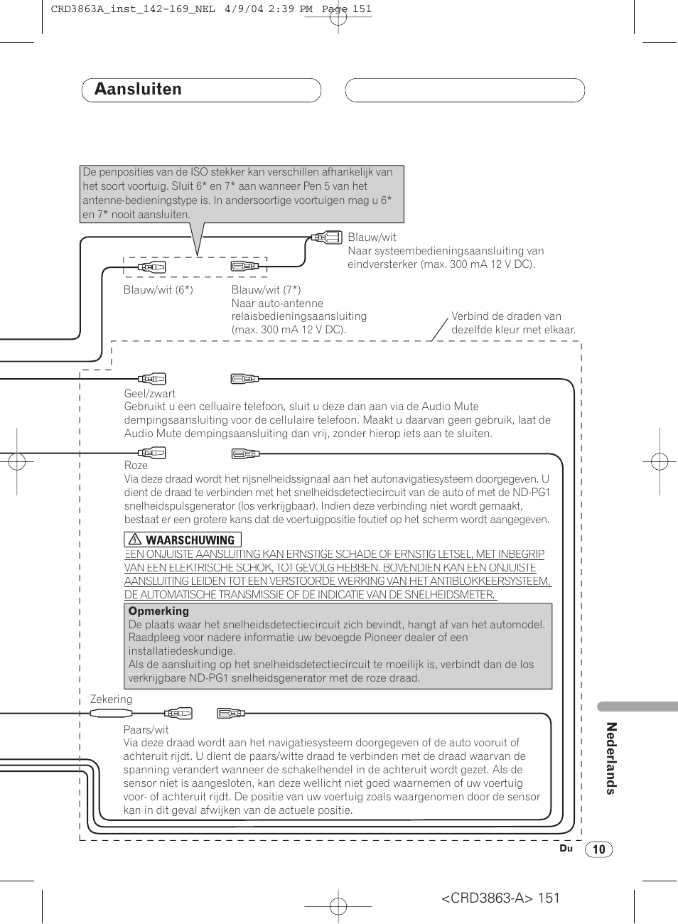Aansluiten | Pioneer ANH-P10MP User Manual | Page 151 / 170