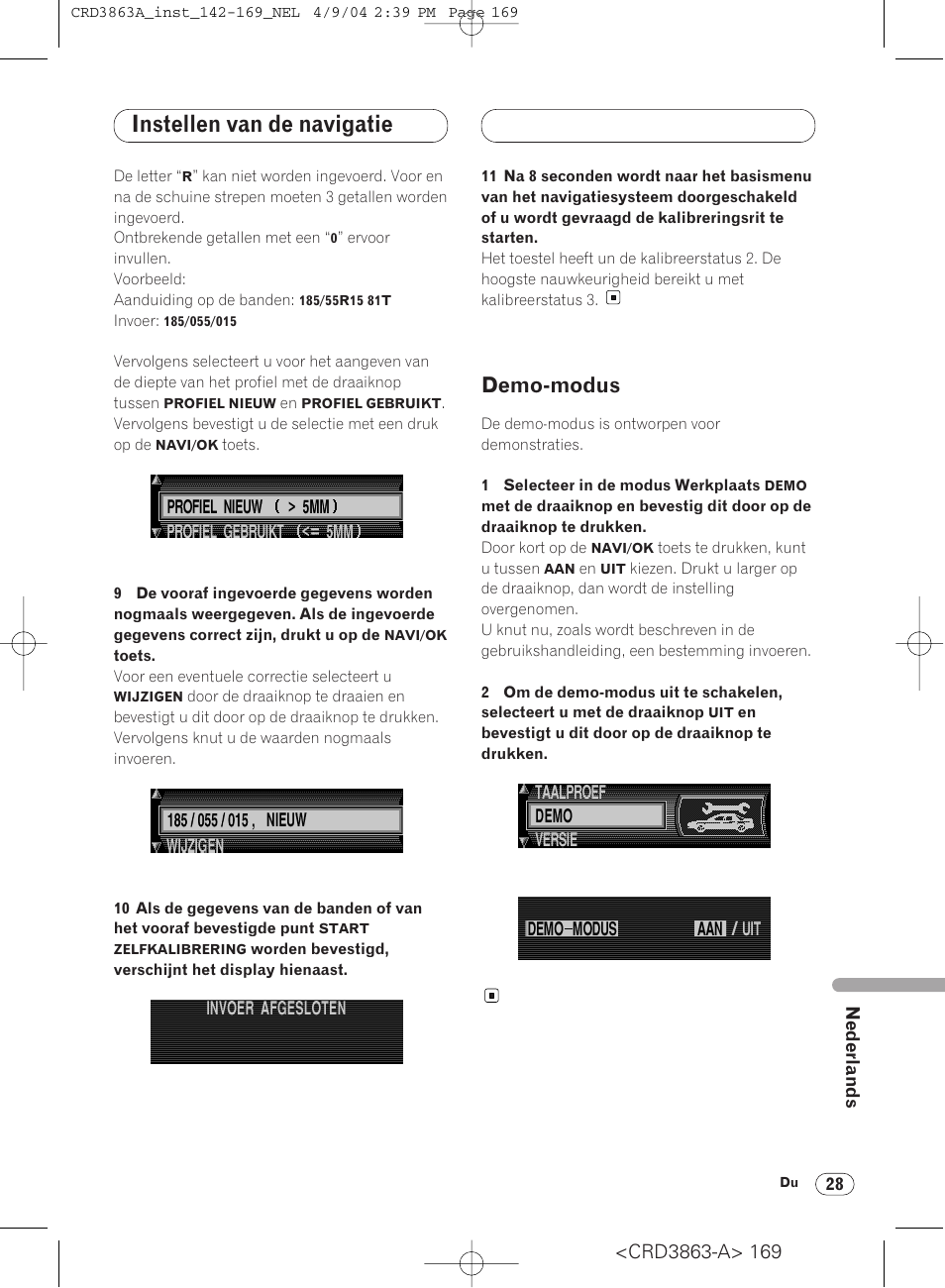 Demo-modus 28, Instellen van de navigatie, Demo-modus | Pioneer ANH-P10MP User Manual | Page 169 / 170