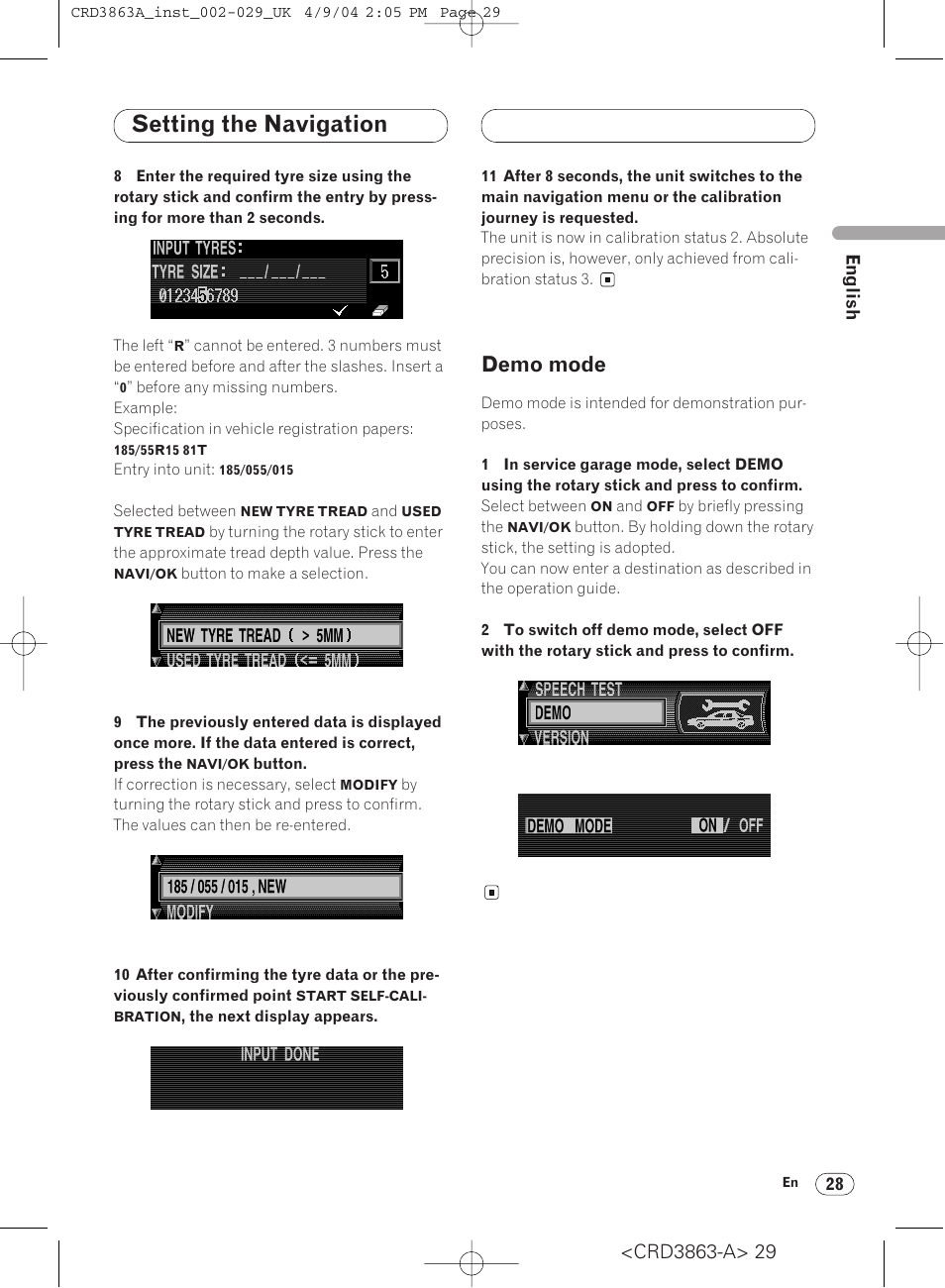 Demo mode 28, Setting the navigation, Demo mode | Pioneer ANH-P10MP User Manual | Page 29 / 170