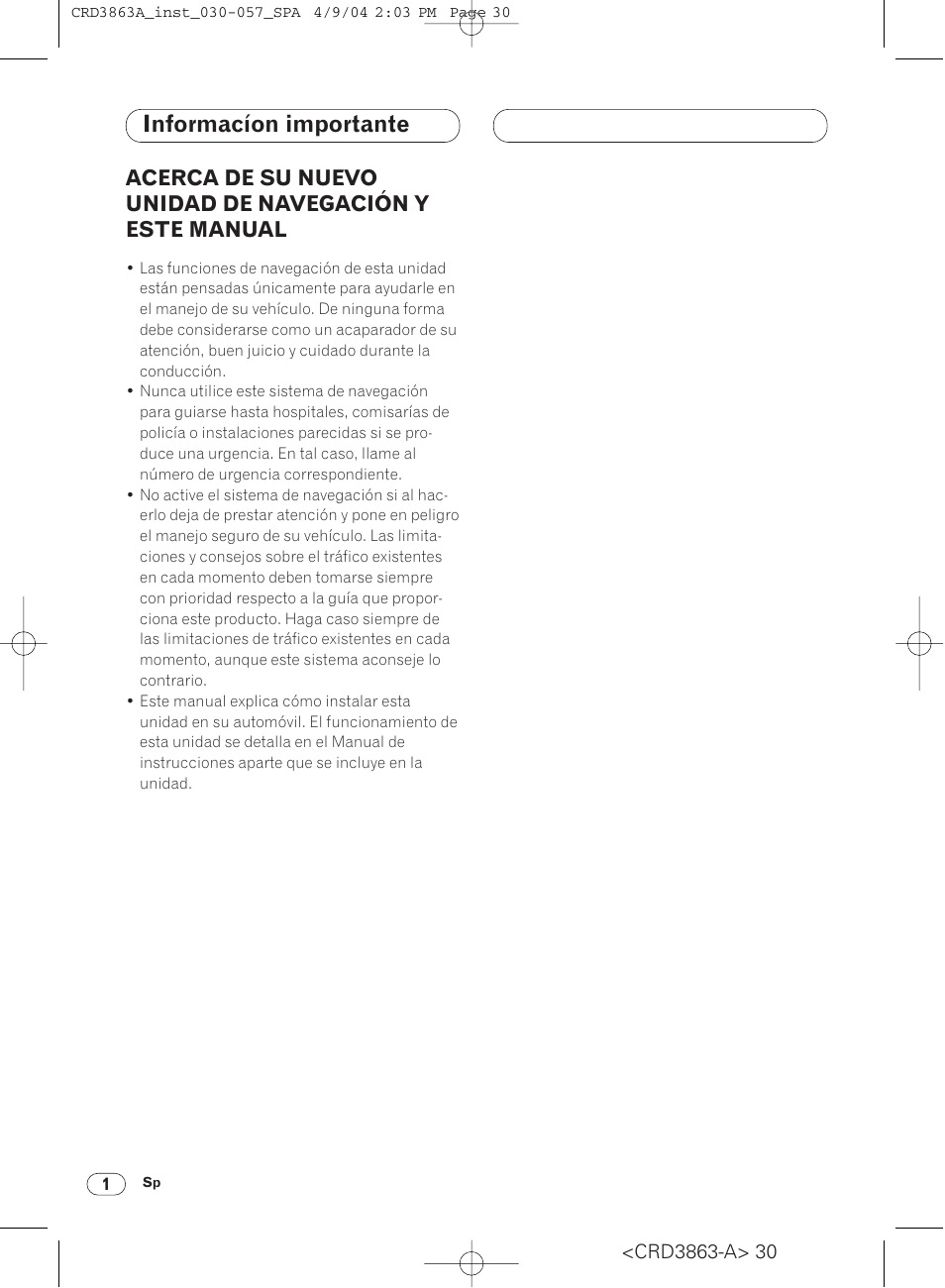 Informacíon importante | Pioneer ANH-P10MP User Manual | Page 30 / 170