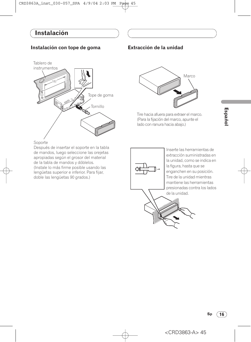 Instalación | Pioneer ANH-P10MP User Manual | Page 45 / 170