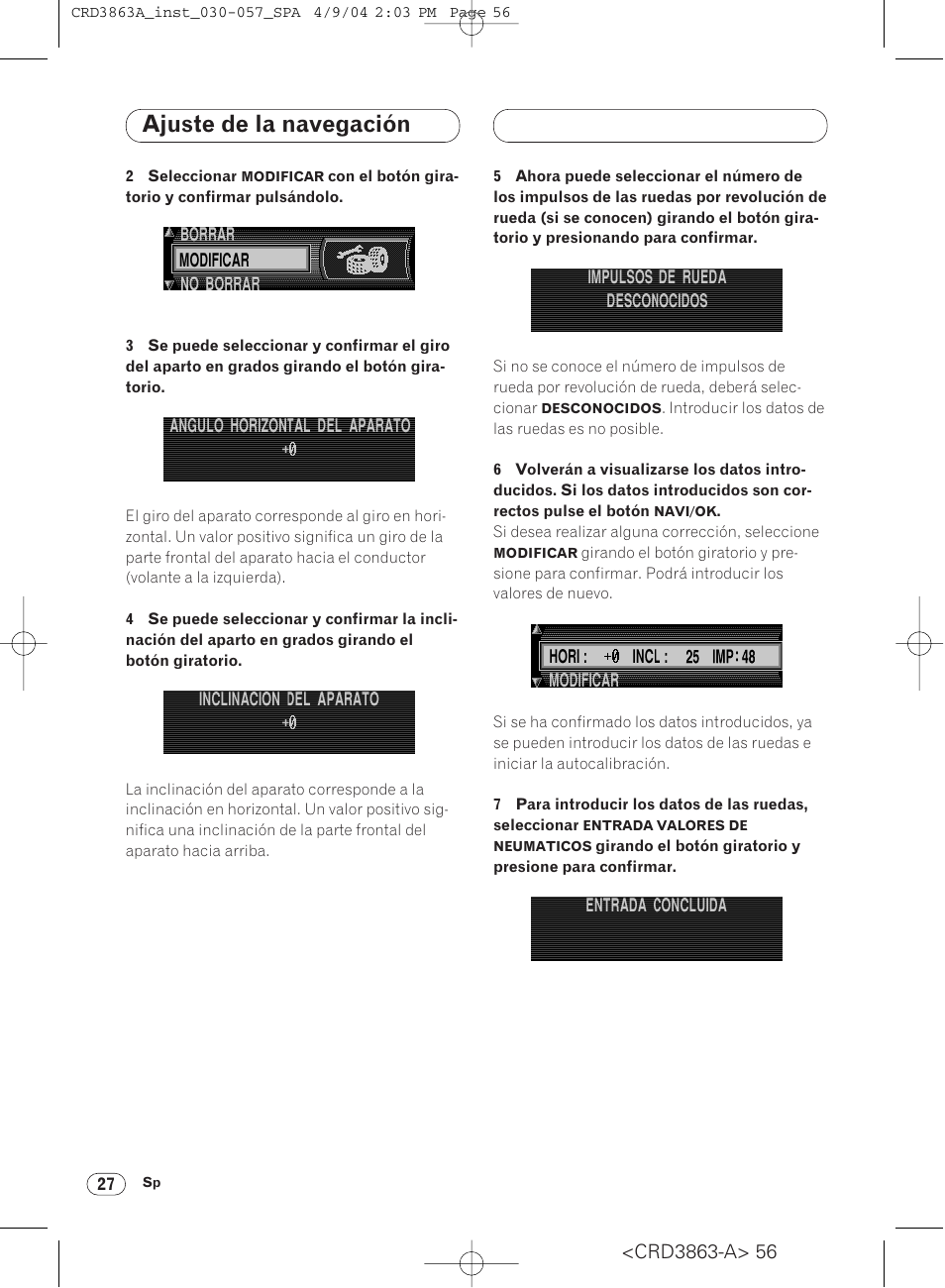 Ajuste de la navegación | Pioneer ANH-P10MP User Manual | Page 56 / 170