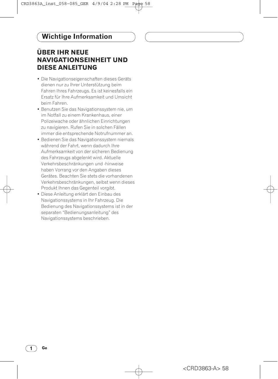 Wichtige information | Pioneer ANH-P10MP User Manual | Page 58 / 170